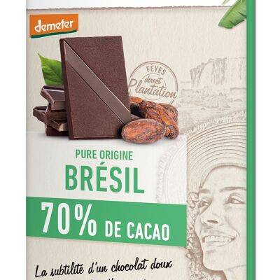 Barra de chocolate negro 70% Origen Brasil - 80g