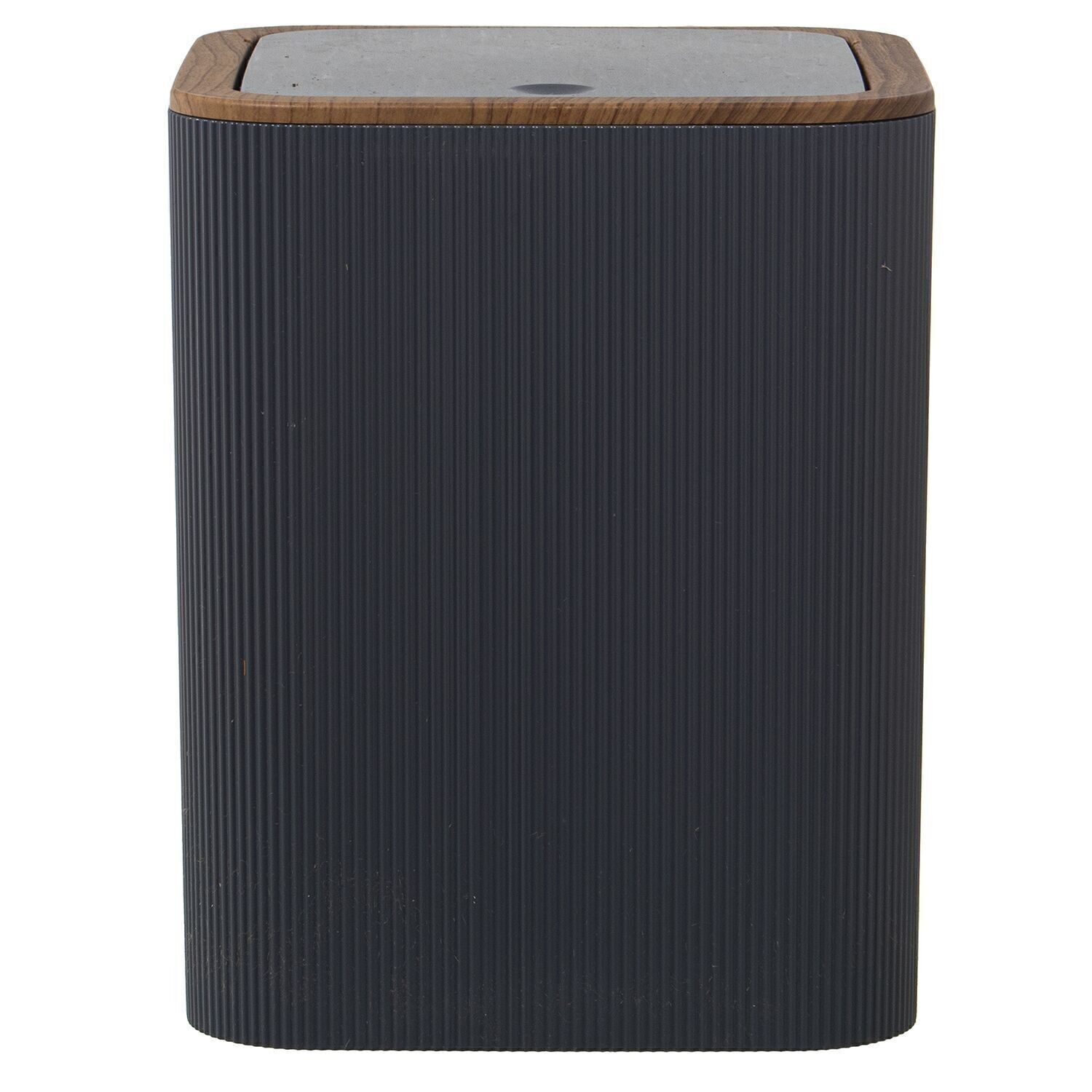 GRAUER ACRYL-BAD-MÜLLBEHÄLTER 6L, DRUCKKNOPF-DECKEL _18X18X22CM LL86255