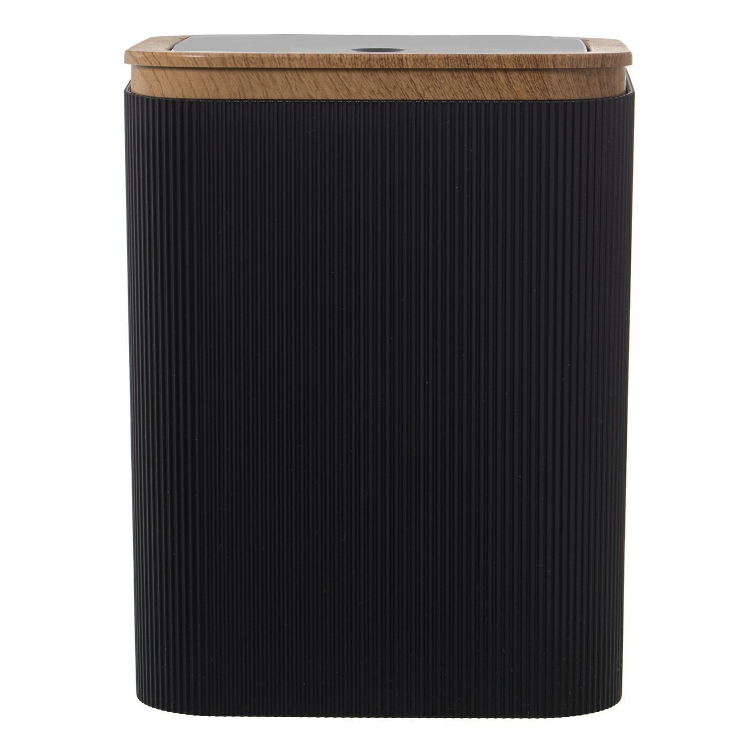 Badezimmer-Mülleimer aus schwarzem Acryl, 6 l, Druckknopfdeckel, 18 x 18 x 22 cm, LL86256