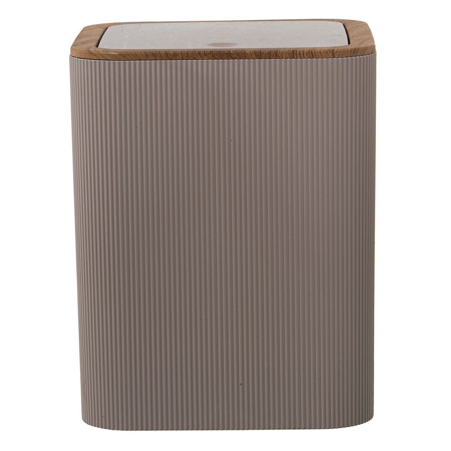 BEIGER ACRYL-BAD-MÜLLBEHÄLTER 6L, DRUCKKNOPF-DECKEL _18X18X22CM LL86257