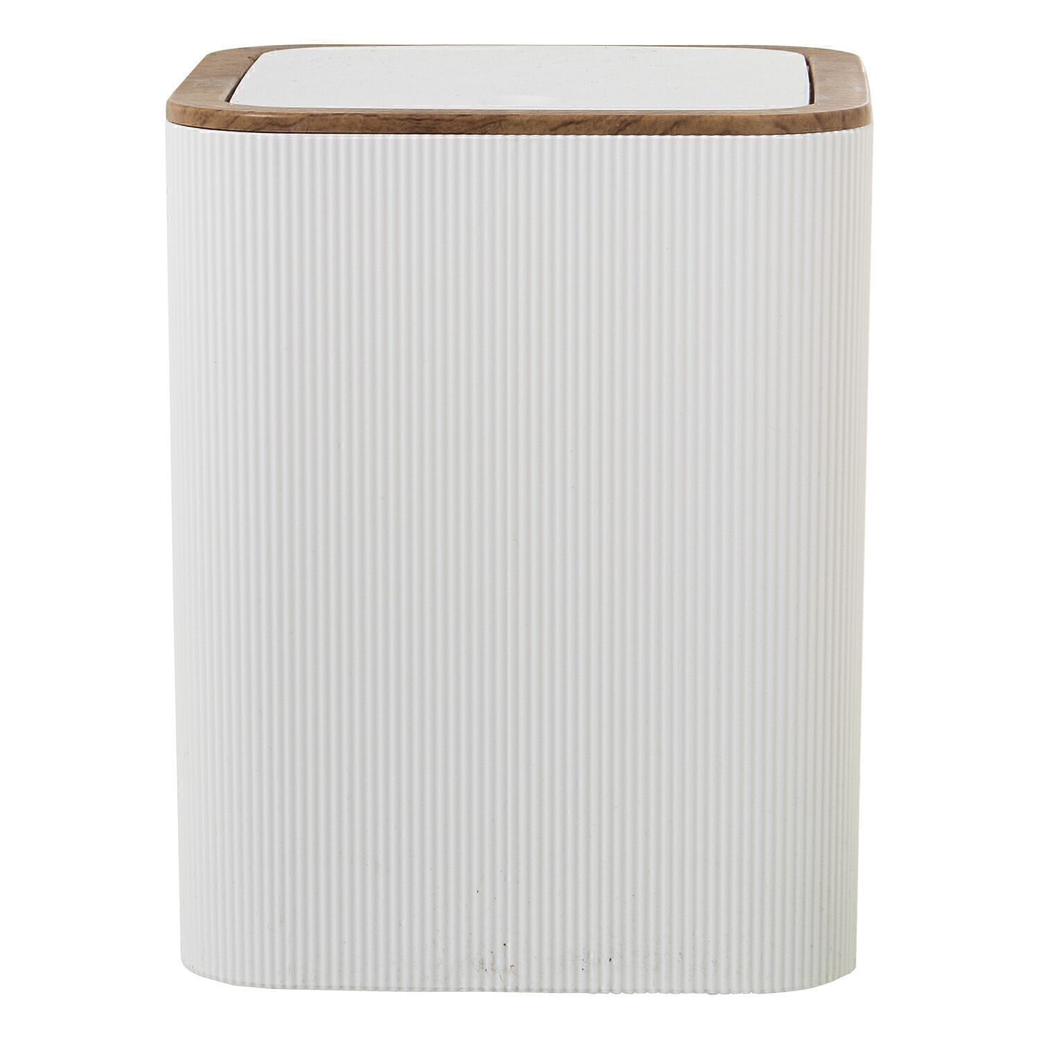 Weißer Badezimmer-Mülleimer aus Acryl, 6 l, Druckknopfdeckel, 18 x 18 x 22 cm, LL86258