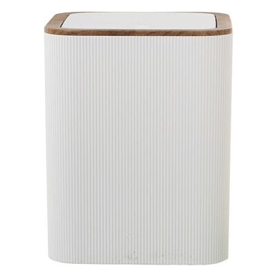 Weißer Badezimmer-Mülleimer aus Acryl, 6 l, Druckknopfdeckel, 18 x 18 x 22 cm, LL86258