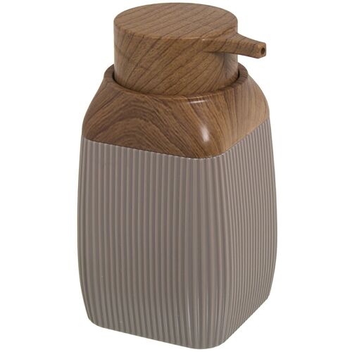 DOSIFICADOR BAÑO ACRILICO BEIGE 300ML _7X7X14CM LL86261