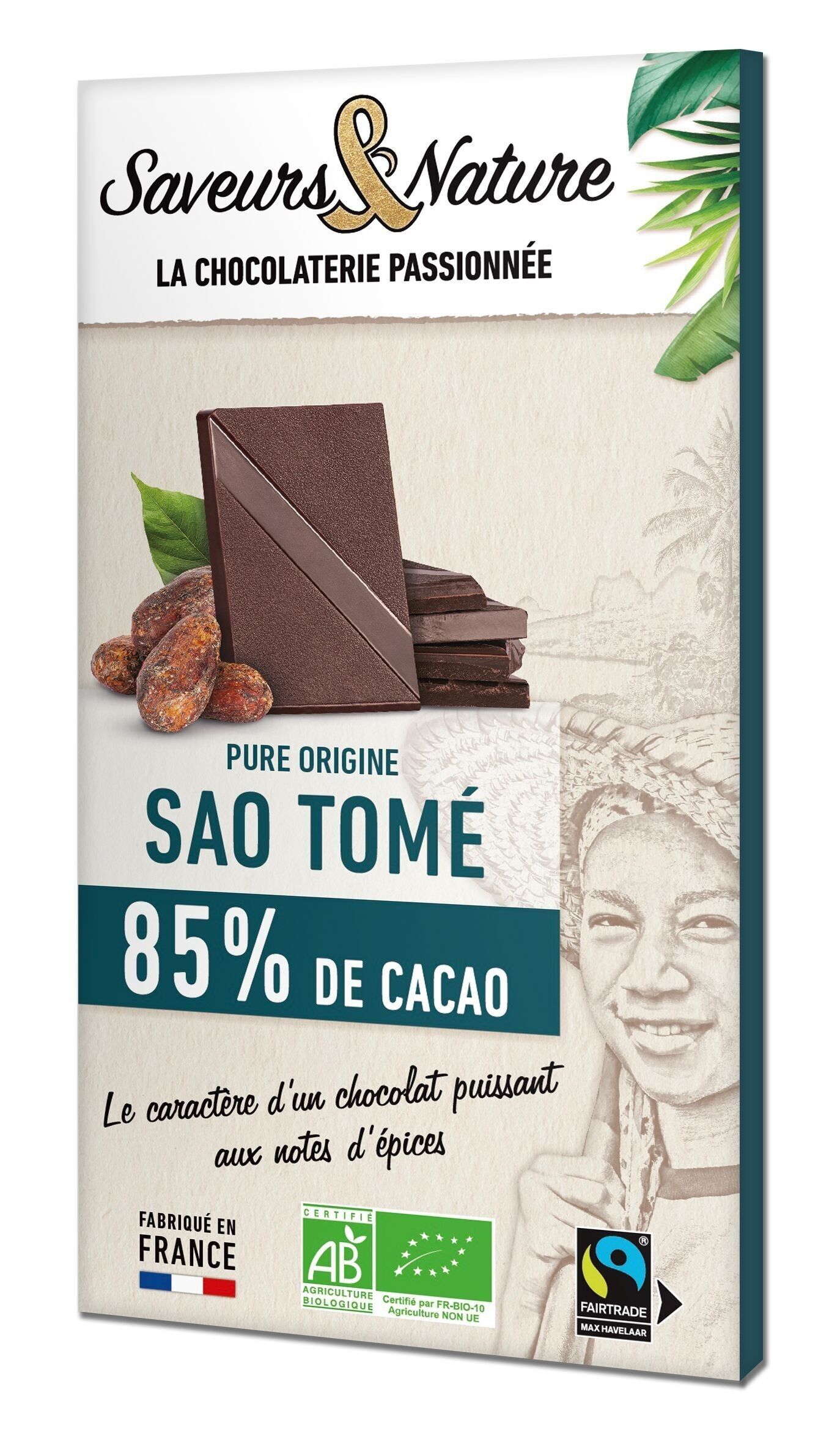 Barra de chocolate negro 85 Origen Santo Tom 80g