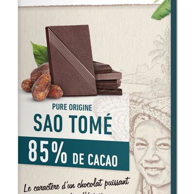 Barra de chocolate negro 85% Origen Santo Tomé - 80g