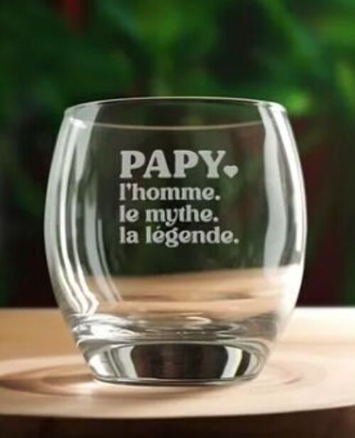 Verre à Whisky Papy l'homme le mythe la légende (gravé) - Cadeau Fête des Grands Pères