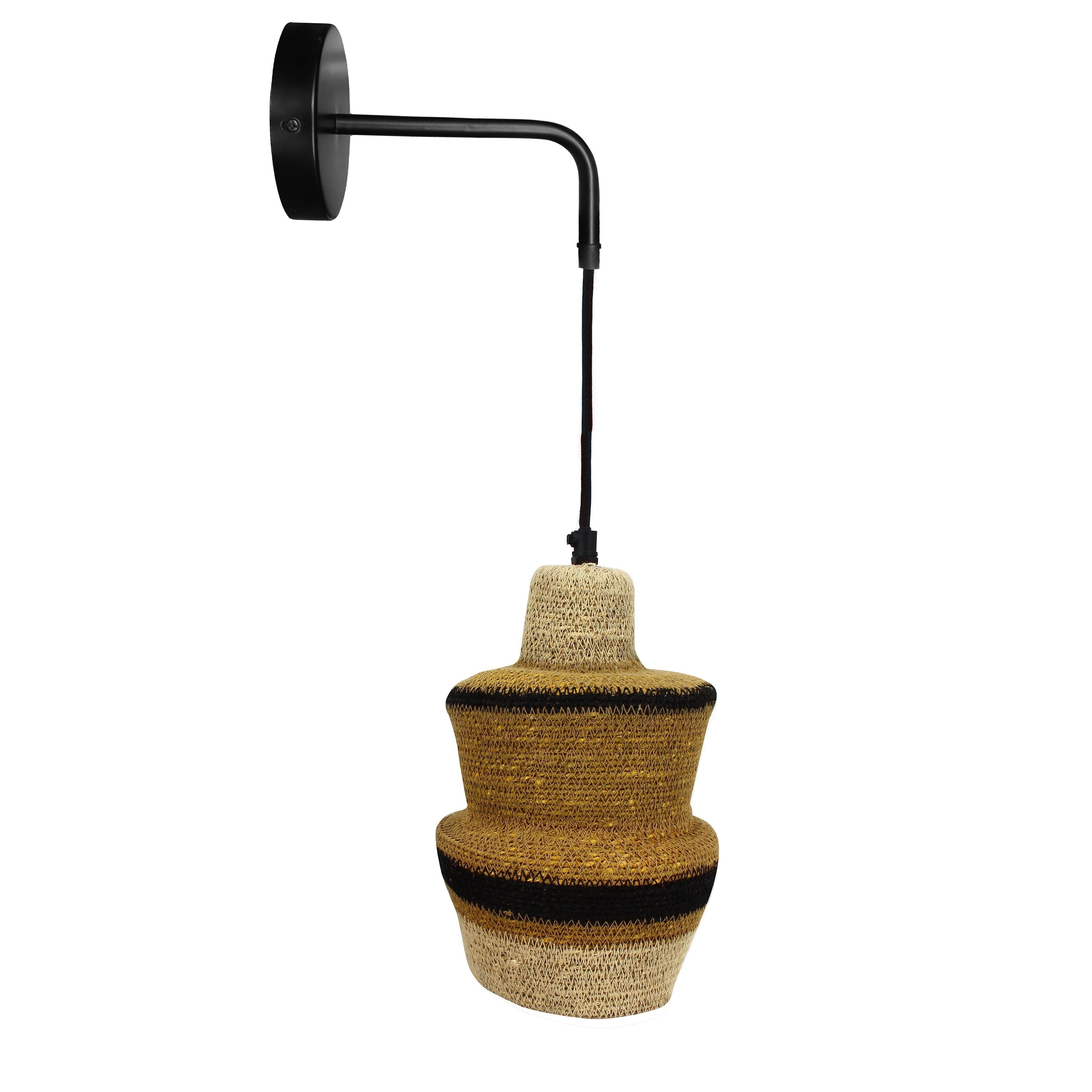 APLICACIÓN HECHO A MANO EN OCRE NATURAL Y GRIS MARINO NEGRO 15XHT25CM ANTIGUA