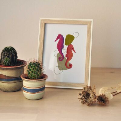 Lámina Ilustrada A4 Animal del mar "Seahorse"