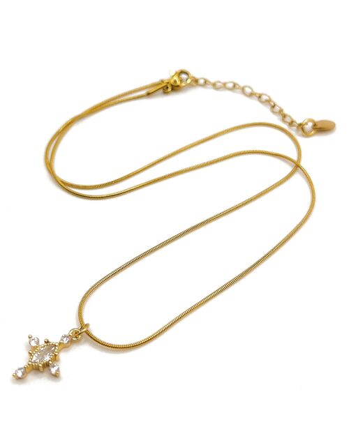 Collier chaîne acier inoxydable et pendentif croix - Ravage