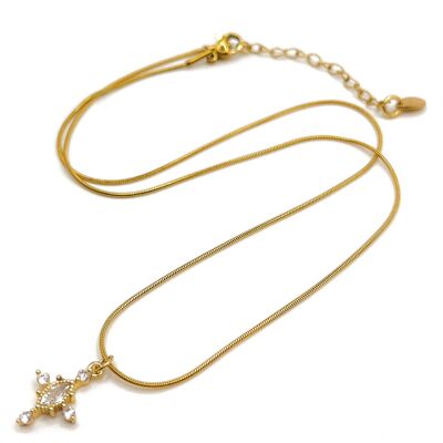 Collier chaîne acier inoxydable et pendentif croix - Ravage