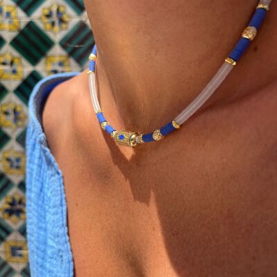 Halskette aus Paillettenperlen und vergoldeten Perlen – Handgemacht – Ravage