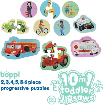 Boppi Puzzle 10 en 1 pour tout-petits – Véhicules – BTJ10-004 4