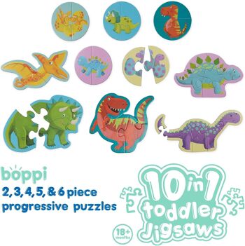 Boppi Puzzle 10 en 1 pour tout-petits – Dinosaures – BTJ10-001 2