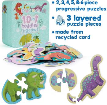 Boppi Puzzle 10 en 1 pour tout-petits – Dinosaures – BTJ10-001 6