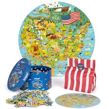 Boppi Puzzle rond 150 pièces – Carte des États-Unis BRP008 1