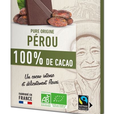 Tablette 100% cacao Origine Pérou - 80g