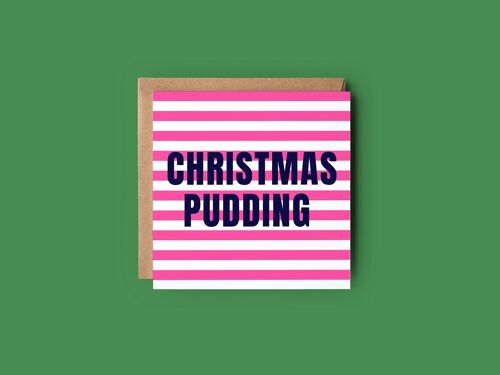 Christmas Pudding Card | Neon Pink Festive Card