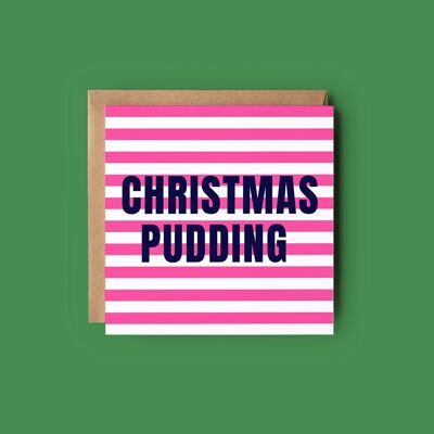 Christmas Pudding Card | Neon Pink Festive Card