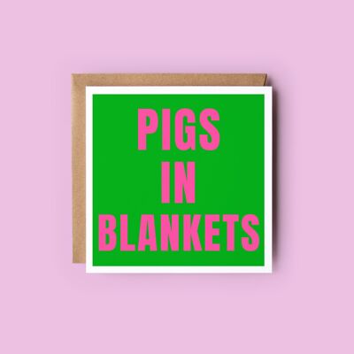 Tarjeta de Navidad de cerdos en mantas | Navidad moderna