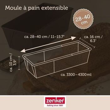 Moule à cake extensible de 28 à 40 cm Zenker Pure 3