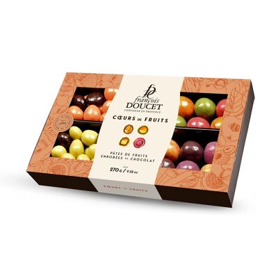 Ecrin coeurs de fruits 270g - assortiment de pâtes de fruits enrobées de chocolats