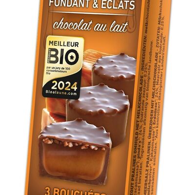 Karamellhäppchen und Karamellstücke umhüllt von Vollmilchschokolade – Bestes Bio-Produkt 2024!