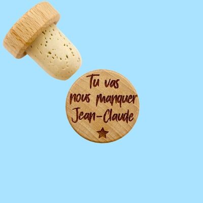 Cork stopper - We will miss you + first name