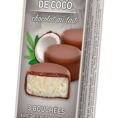 Mit Milchschokolade überzogene Kokosnussstückchen