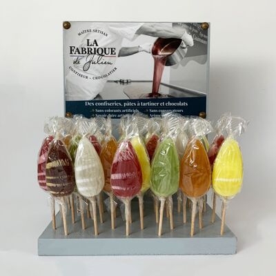 Offer 220 artisanal lollipops + free lollipop holder – strawberry, cola, orange, lemon and apple - La Fabrique de Julien