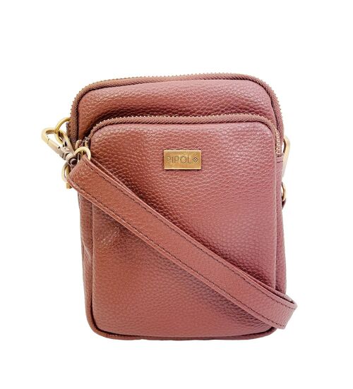 TRIPLE ZIP BAG BROWN