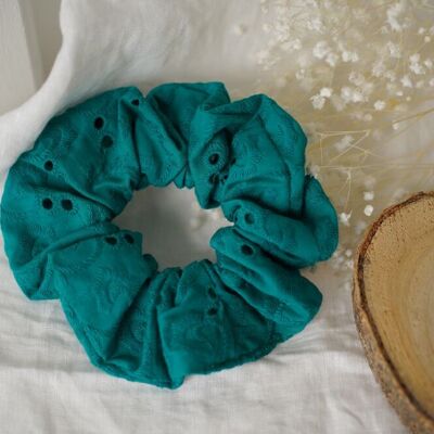 Scrunchie Azra Emerald Green Embroidery