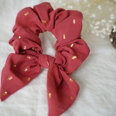 Sofia Bow Scrunchie Blush Pink and Gold