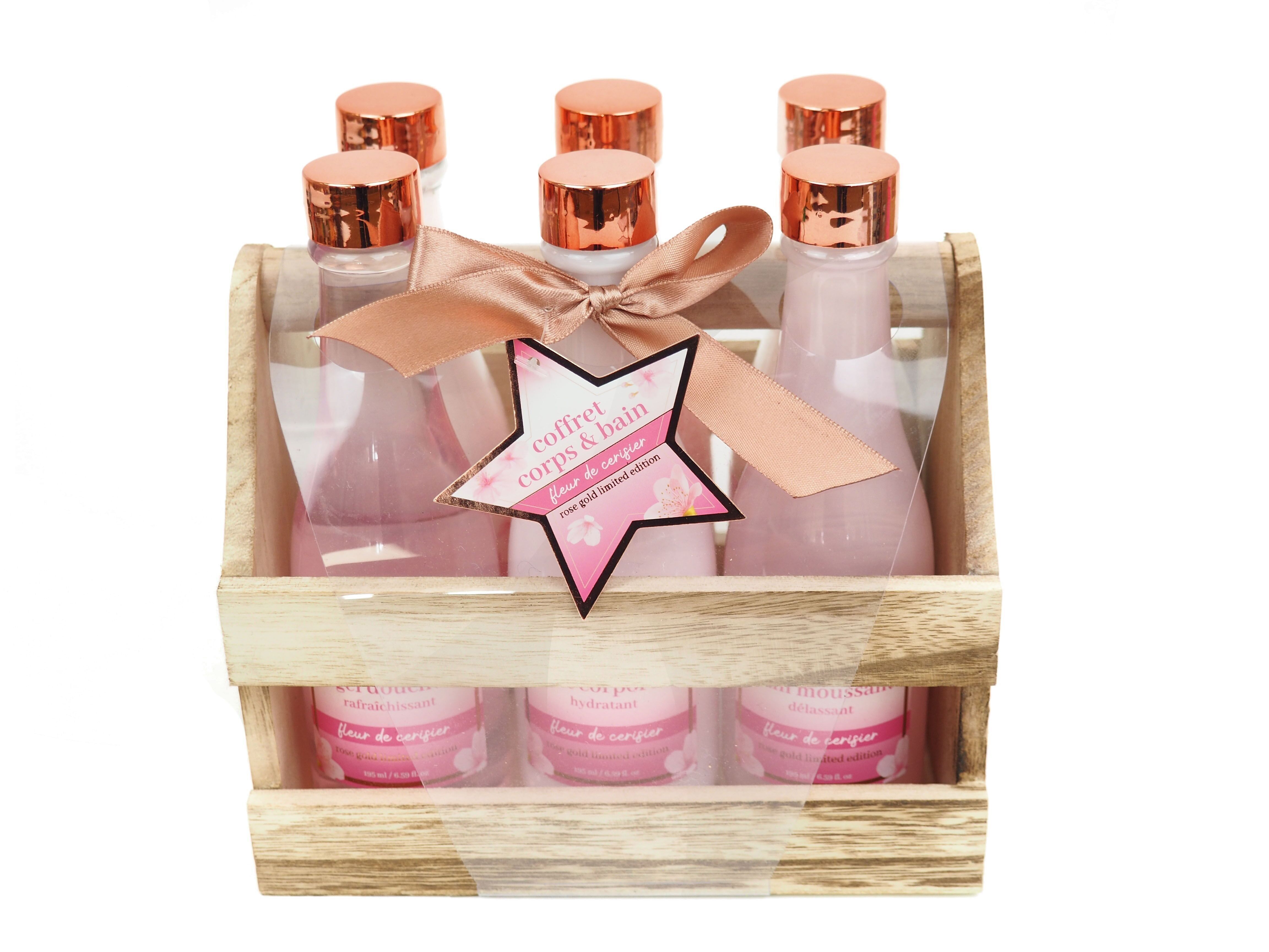 Cesto in legno per 6 bottiglie - Rose Gold Edition