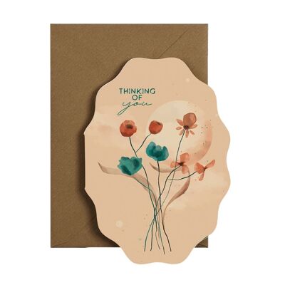 Je pense à toi, carte de bouquet de fleurs