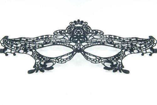 Venezianische Stoffmaske Schwarz Crown