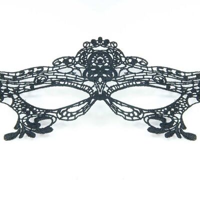 Venezianische Stoffmaske Schwarz Crown