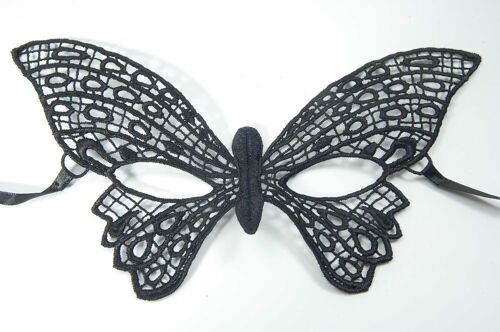 Venezianische Stoffmaske Schwarz Butterfly