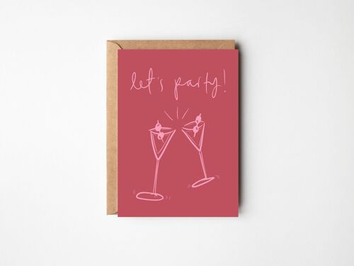 Let's Party - Fun Martini Cocktail Birthday Card