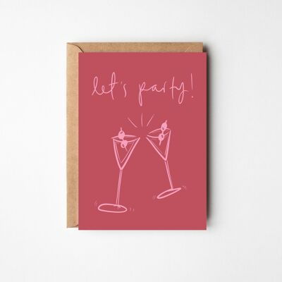Tarjeta de cumpleaños Let's Party - Cóctel divertido de Martini
