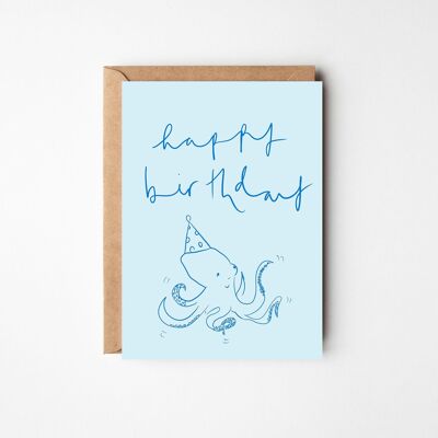 Alles Gute zum Geburtstag Oktopus – Blaue, geschlechtsneutrale Marine-Geburtstagskarte