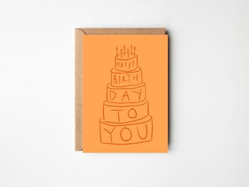 Joyeux anniversaire - Carte de gâteau d'anniversaire à plusieurs niveaux orange 1