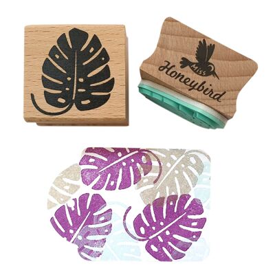 Monstera Leaf Wooden Rubber Stamp