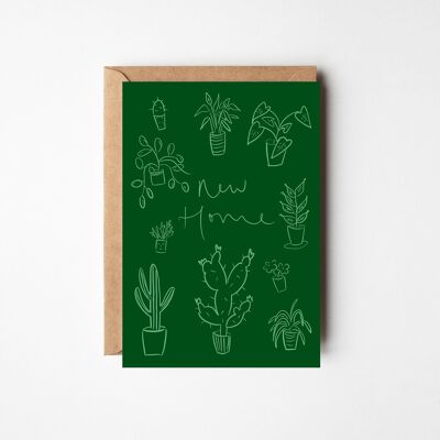 New Home - Modern Green House Plants Card