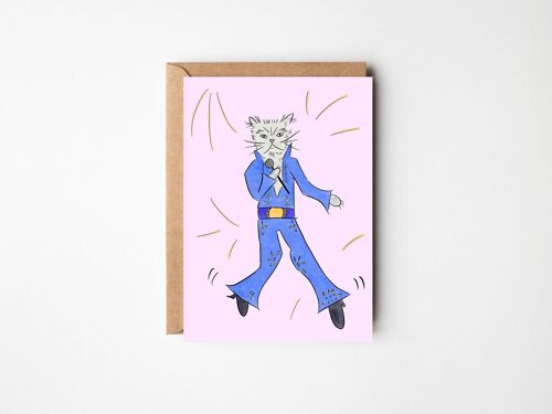 Dancing Cat - Funny Cat Elvis Birthday Card