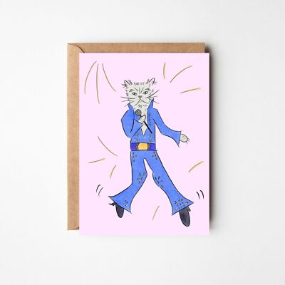 Chat dansant - Carte d'anniversaire drôle de chat Elvis