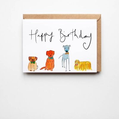 Joyeux anniversaire chiens - Carte d'anniversaire drôle de chiens
