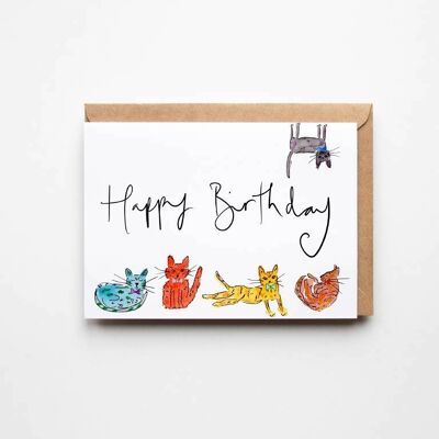 Joyeux anniversaire chats - carte d'anniversaire drôle de chats
