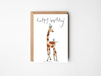 Joyeux anniversaire girafe - Carte d'anniversaire animal 1