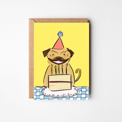 Cumpleaños de Pug - Tarjeta de feliz cumpleaños para perro