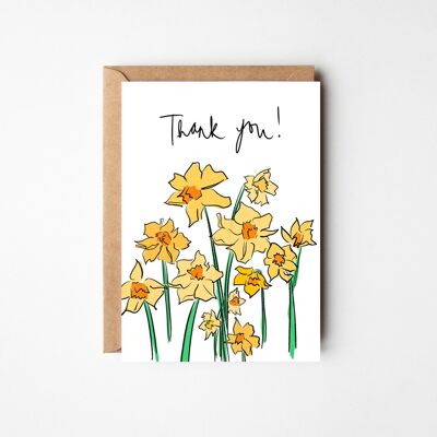 Merci Jonquilles - Carte de remerciement florale jaune